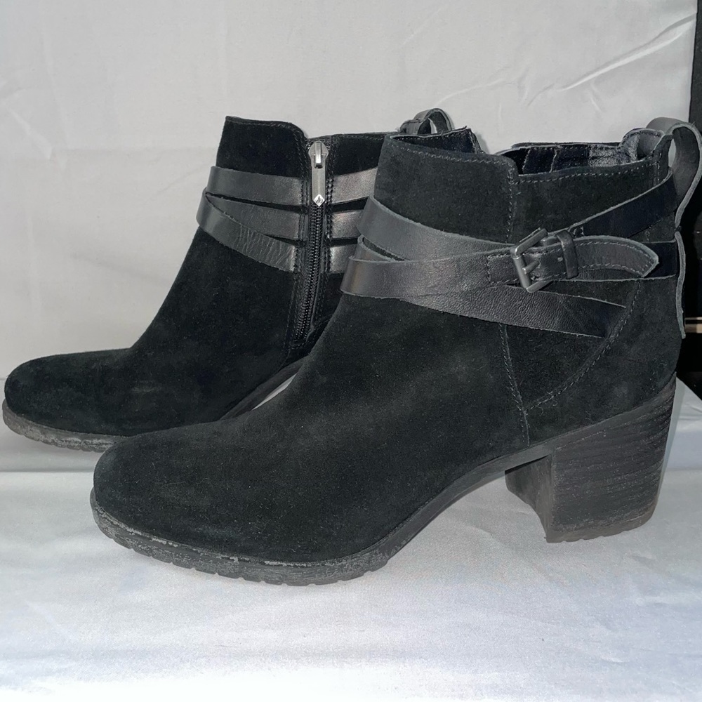 Sam Edelman Boot Hannah Belted Suede Strap Buckle Detail Block Heel Ankle Shoe